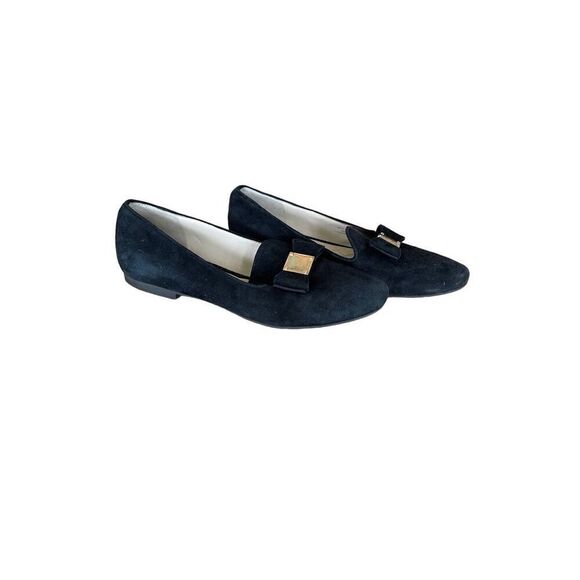 Cole Haan Womens Black Leather Slip On Almond Toe Tali Bow Loafers Flats Size 7 - Picture 4 of 8